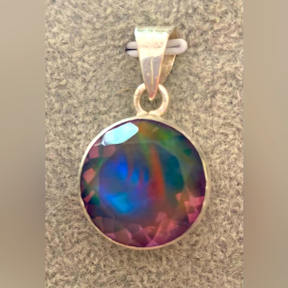 Rare, Natural Aurora Opal 39.80 carats set in 925 Sterling Silver